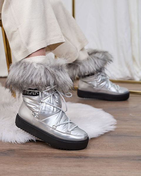Royalfashion Stříbrné nazouvací boty a'la snow boots for women Efilayla