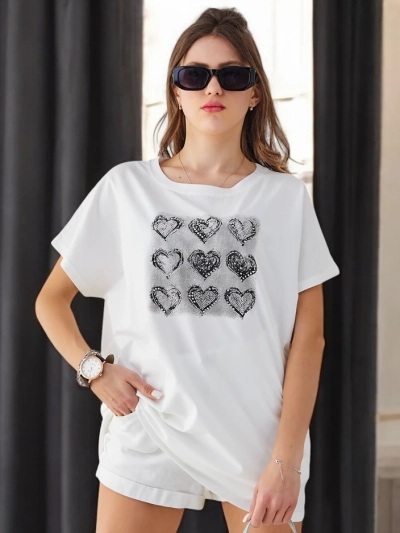 Royalfashion Жіноча бавовняна футболка З багато сердець