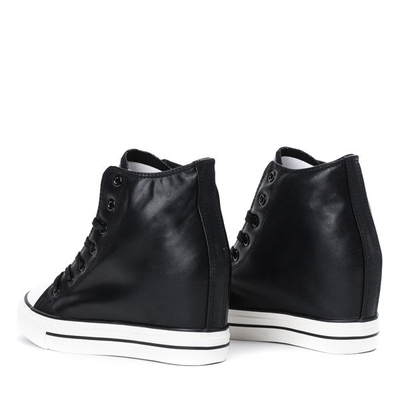 Czarne trampki na na wysokiej koturnie Hanta - Obuwie