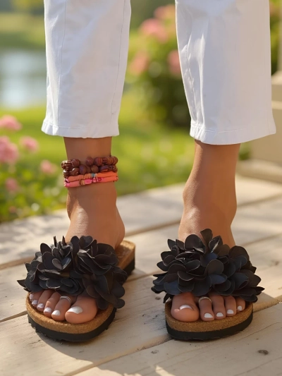 Royalfashion Dámské žabky s kvítky Flora Soft