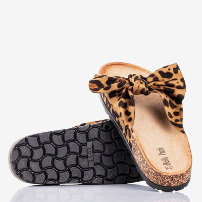 Hnědé dámské žabky s leopardím lukem Sunshine - Footwear 1