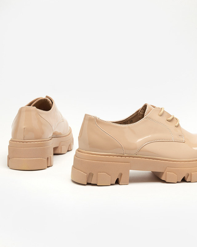 VÝSTUP Béžové lakované dámské boty Binotsi - Obuv