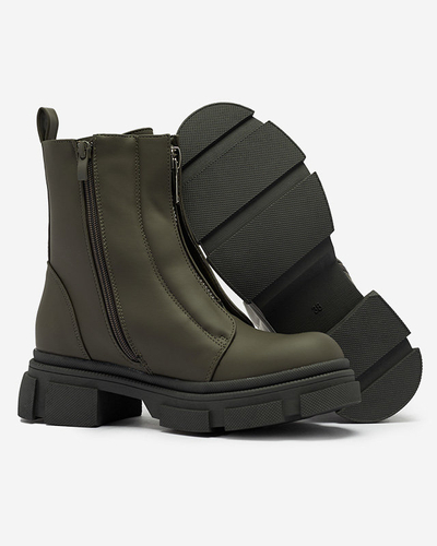 Dámské zateplené tmavě zelené vysoké boty Slovys- Obuv