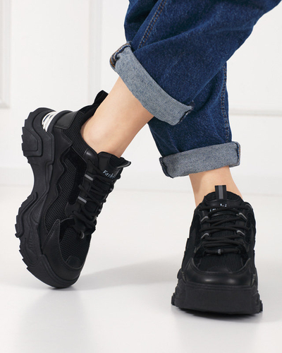 OUTLET Černé dámské sportovní boty tenisky se síťovinou Dewinso - Obuv