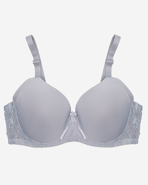 Жіночий сірий однотонний бюстгальтер з мереживом - Нижня білизна