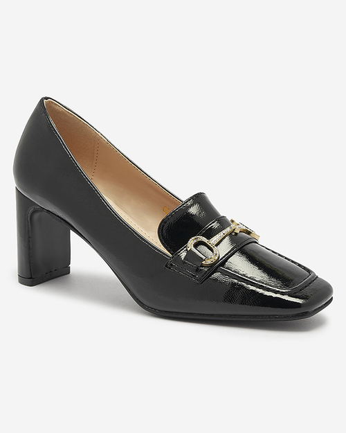 Лаковані жіночі туфлі-мокасини чорного кольору Koccol- Footwear