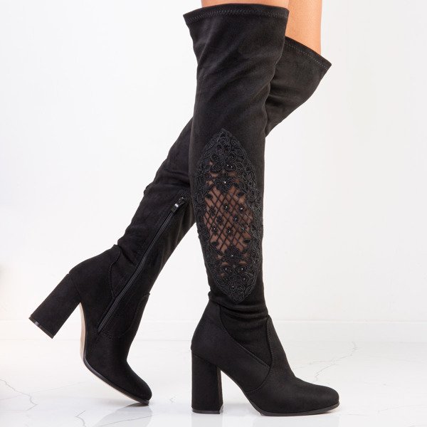 Černé boty na vysokém sloupku Marletto - Obuv