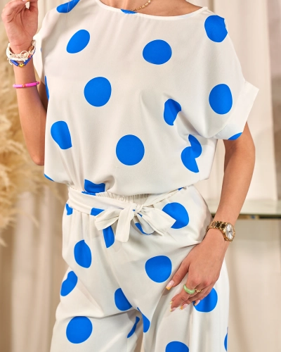 Жіночий комплект в горох Royalfashion Cobalt білий