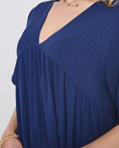 Námořnicky modré dámské maxi šaty - Oblečení