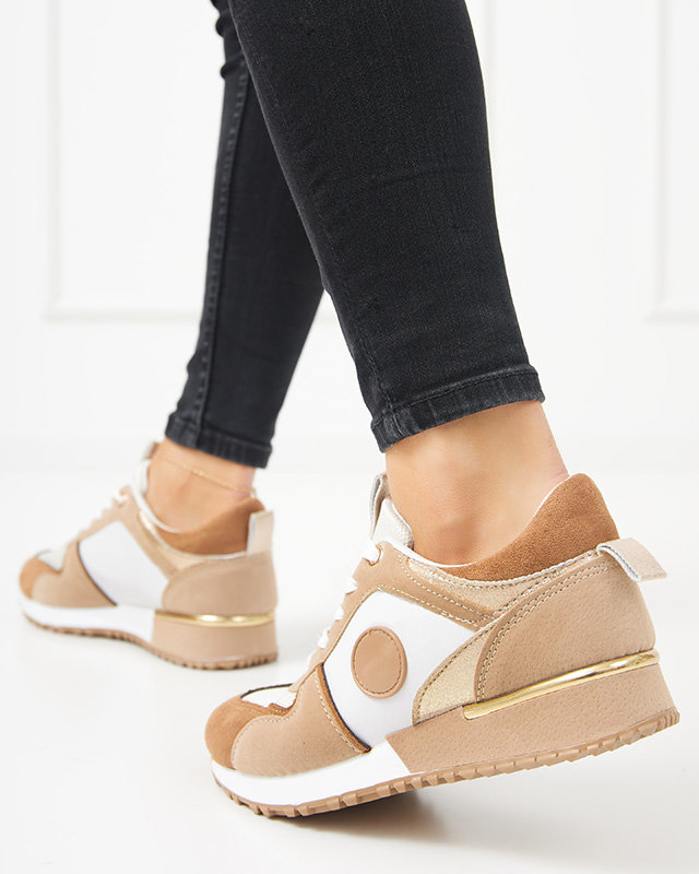 Dámské béžové a hnědé sportovní boty se třpytkami Tenetika - Footwear