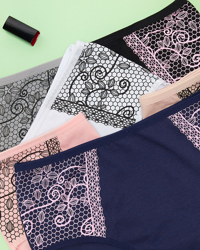 Bavlněné dámské slipy set se vzorem 6 / bal - Spodní prádlo