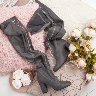 Šedé boty se zipem na přední straně Layla - Obuv