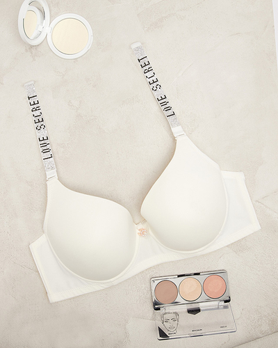 Hladká bílá vyztužená podprsenka se zdobenými ramínky - spodní prádlo