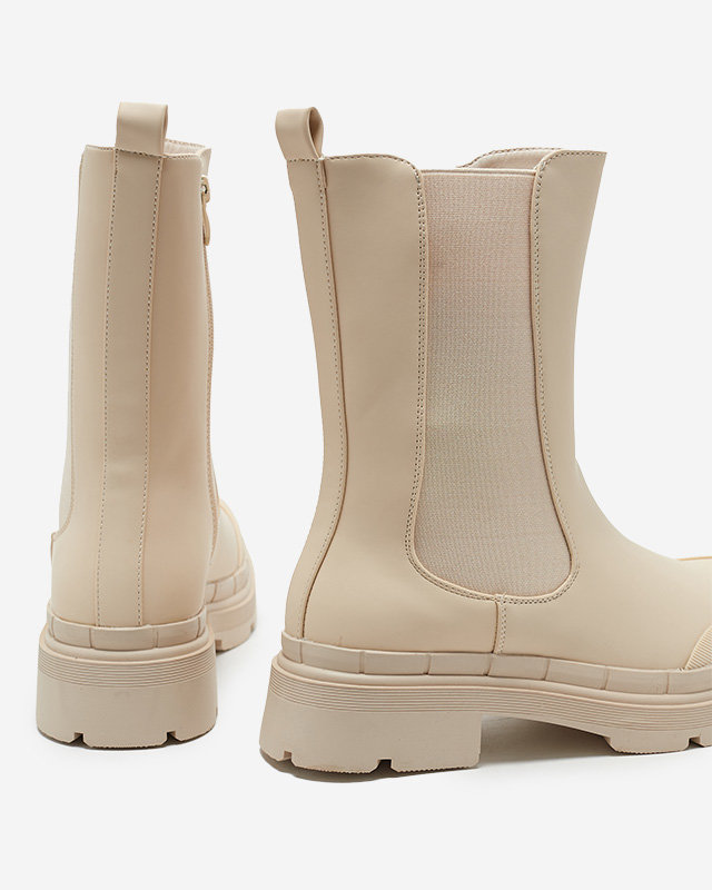 Béžové matné dámské vysoké boty Namrid- Obuv