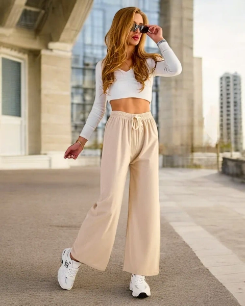 Royalfashion Dámské široké žebrované kalhoty