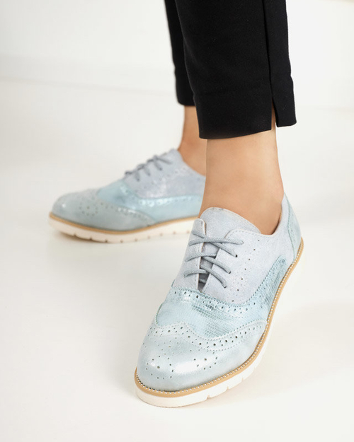 Блакитні жіночі туфлі на шнурівці Isdiohra