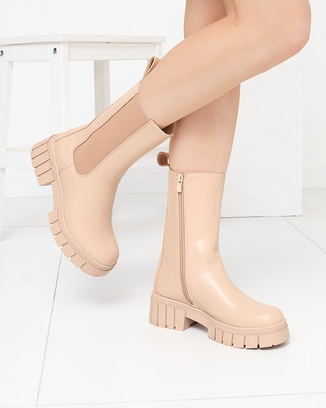 Dámské béžové vysoké zateplené kozačky Otika - Obuv