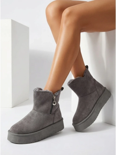 Dámské kotníkové boty Luna Šedé Eko-kožené Elegantní na Zimu