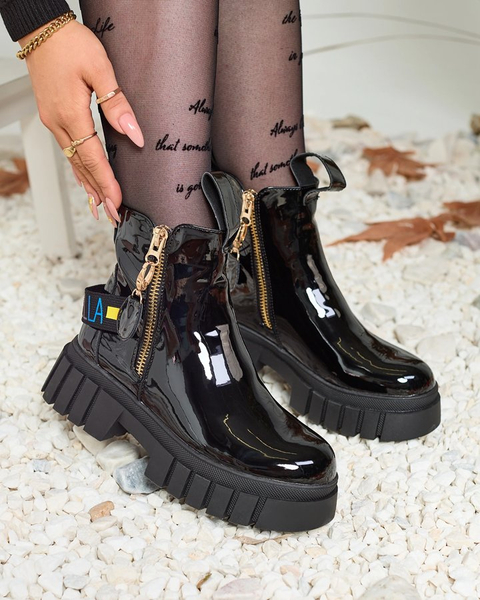 Royalfashion Жіночі чорні лаковані черевики Poirop