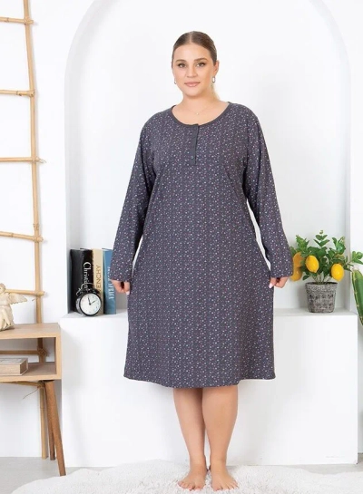 Royalfashion Bavlněná noční košile s květinami PLUS SIZE