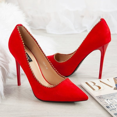 Czerwone czółenka na wysokiej szpilce Afrodyta - Obuwie