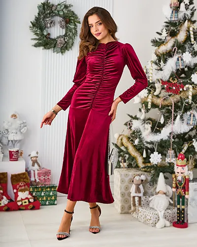 Royalfashion Ženské midi šaty s ruchingem