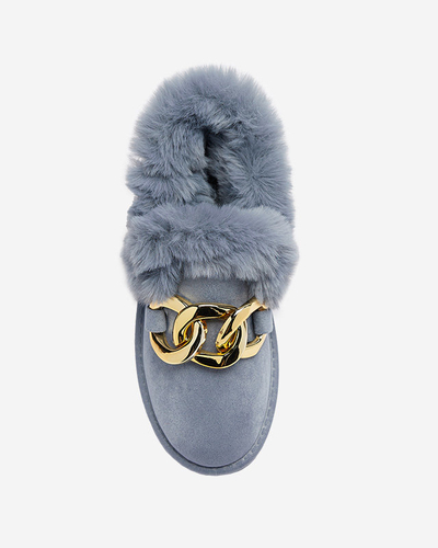 Сині жіночі утеплені напівчоботи з ланцюжком Xegia - Взуття