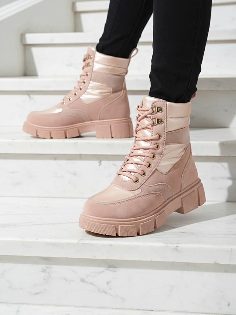 Bootsy Fuego Rosa - Stylové Dámské Boty S Plochým Podpatkem