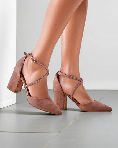 Royalfashion dámské ekologické semišové lodičky se strapci Eurole