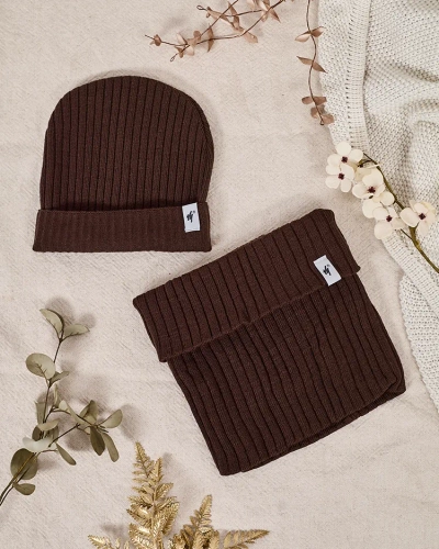 Royalfashion Зимовий набір універсальний - шапка-біні та шарф-баф