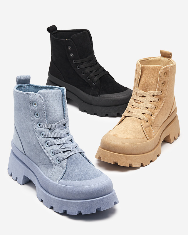 Dámské černé kozačky s eko semišem Lolut- Footwear