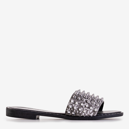 Чорні жіночі шльопанці з шипами Maurella