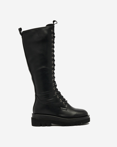 Royalfashion Černé dámské šněrovací kozačky Decovbo