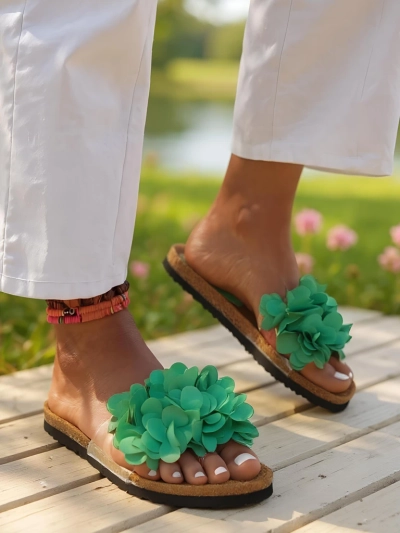 Royalfashion Dámské žabky s kytičkami Flora Soft