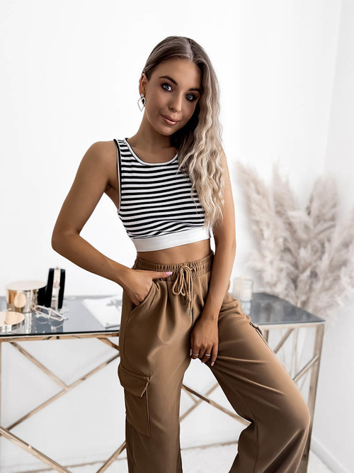 Жіночі широкі брюки а-ля карго з верблюжої шкіри - Одяг