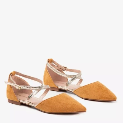 VÝPRODEJ Hnědé dámské baleríny na plochém podpatku Vosia - Boty