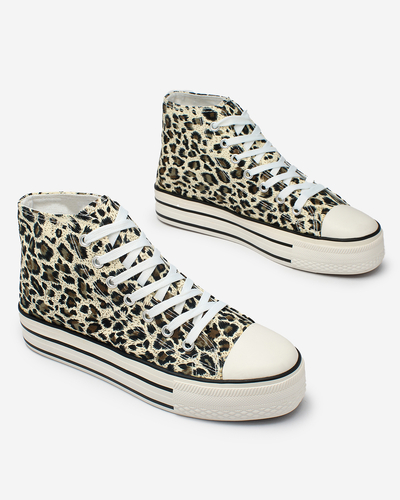 Royalfashion Béžové dámské tenisky na leopardí platformě Fylissa
