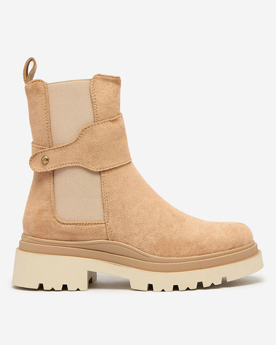 Royalfashion Світло-коричневі жіночі черевики з декоративним ремінцем Doasa