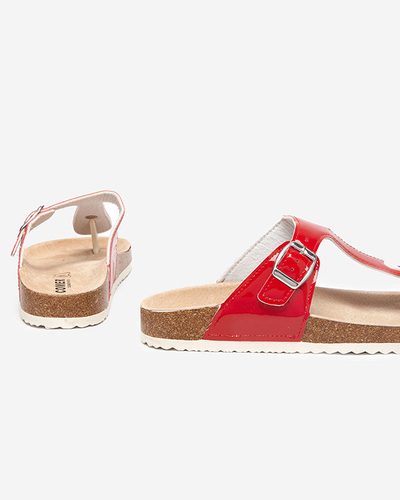 Červené lakované dámské žabky Elotsi - Obuv