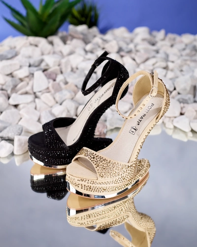 Černé dámské lodičky se zirkony Elenki - Obuv