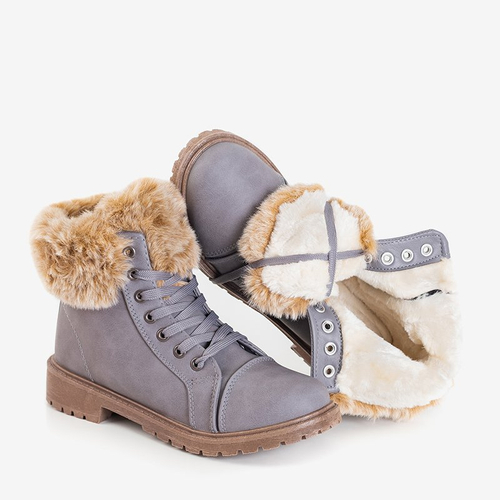 Сірі жіночі черевики з хутром Zonevka - Взуття