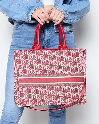 Dámská červená shopper taška s potiskem - Doplňky