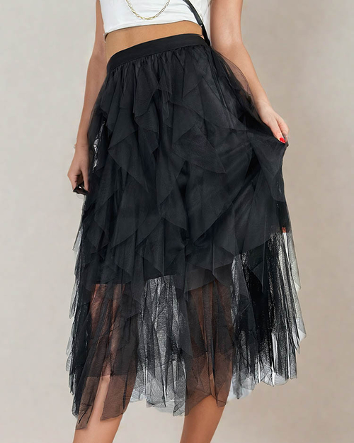 Royalfashion Жіноча двошарова спідниця міді