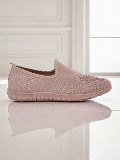 Жіночі туфлі Aelia рожеві з тканини, зручні мокасини на плоскій підошві