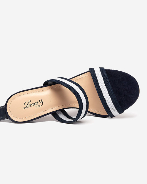 Жіночі темно-сині босоніжки на високому каблуці Miso-Shoes