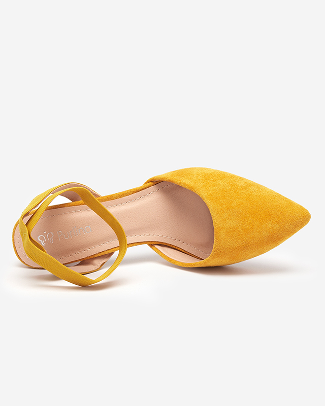 OUTLET Dámské sandály na sloupku v hořčicové barvě Brossi. Obuv