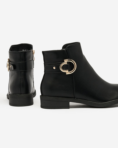 Royalfashion Černé dámské kozačky a'la sztyblety s ozdobami Ederte