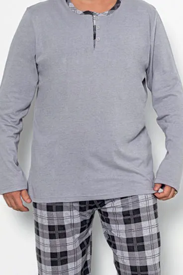Royalfashion Pánské kostkované bavlněné pyžamo PLUS SIZE