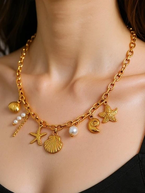 Намисто Atena Charm Sea – золоті амулети з морськими мотивами