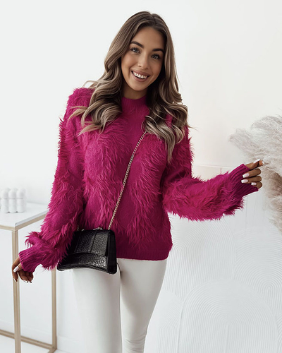 Royalfashion Пухнастий жіночий светр темно-рожевого кольору